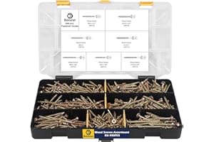 Bonost 450Pcs Wood Screws Assortment Kit - Assorted Wood Screws with Matching Bits - Torx Drive Wood Screw Set for Decking, Furniture, Woodworking Projects