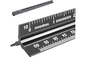 MVEOHOS Engineer Scale Ruler, Imperial Measurements 12'', Laser-Etched Aluminum Architect Triangular Ruler Black for Architects, Students, Draftsman, and Engineers