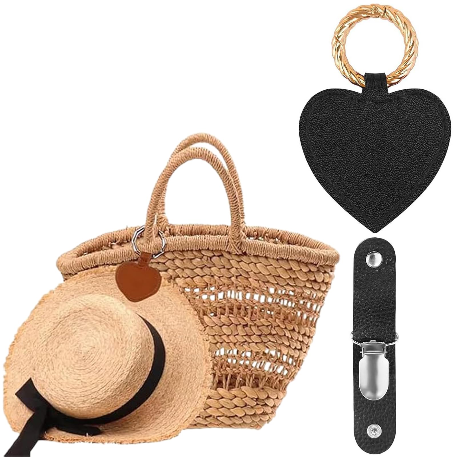 RSYHVG Black Magnetic Hat Clip for Travel Bags - Heart Shape Holder for Backpack and Luggage - Outdoor Accessories 2pcs