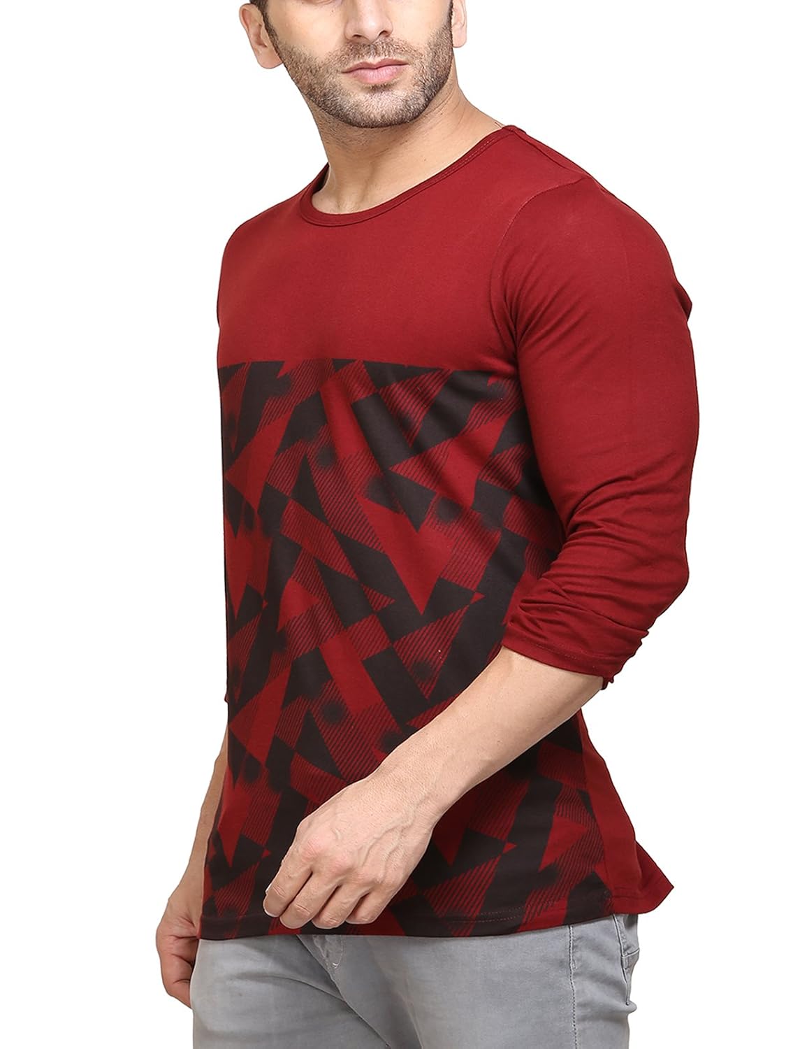 unisopent designs mens printed t-shirt(maroon)