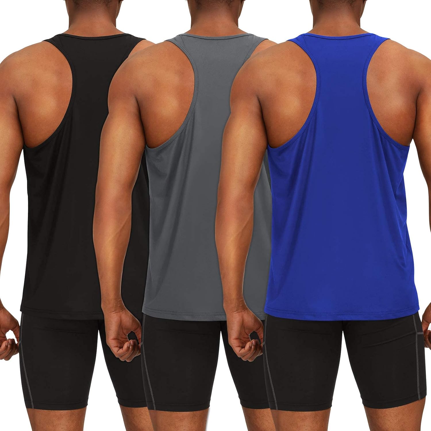 Runhit 3 Pack Workout Tank Tops for Men Y Back Muscle