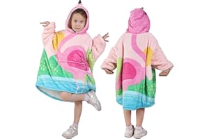 MIZZEO Kids Wearable Blanket Hoodie, Oversized Sherpa Wearable Blanket with Hood Pocket and Sleeves for Toddlers, Cute Hoodies 2-6 Year Old Girls Boys Youth Birthday Gifts (Bird)