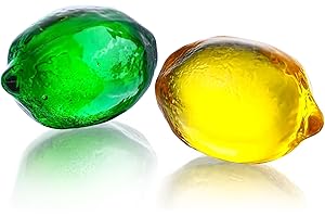 KRISININE Glass Lemon Figurine Collectibles Glass Fruits Decoration for Home Kitchen Office Table Centerpiece Lemon Ornament 