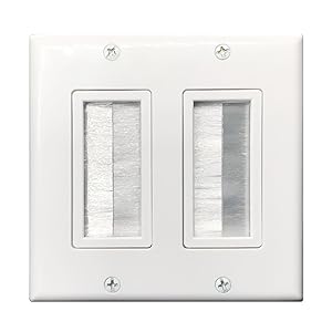 Brush Wall Plate Double 2 Gang,Yomyrayhu,Cable Entry Access Strap Pass Through Insert for Wires Works Great with Audio/Vedio,HDMI,Home Theater and More