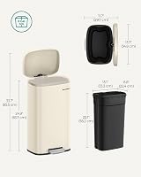 SONGMICS Kitchen Bin 30 L Pedal Soft Close Steel Inner Bucket Sand Beige view 7
