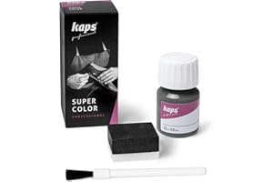 Dye Paint for Leather Shoes and Bags with Sponge and Brush, Kaps Super Color, 70 Colors (115 - Dark Grey)