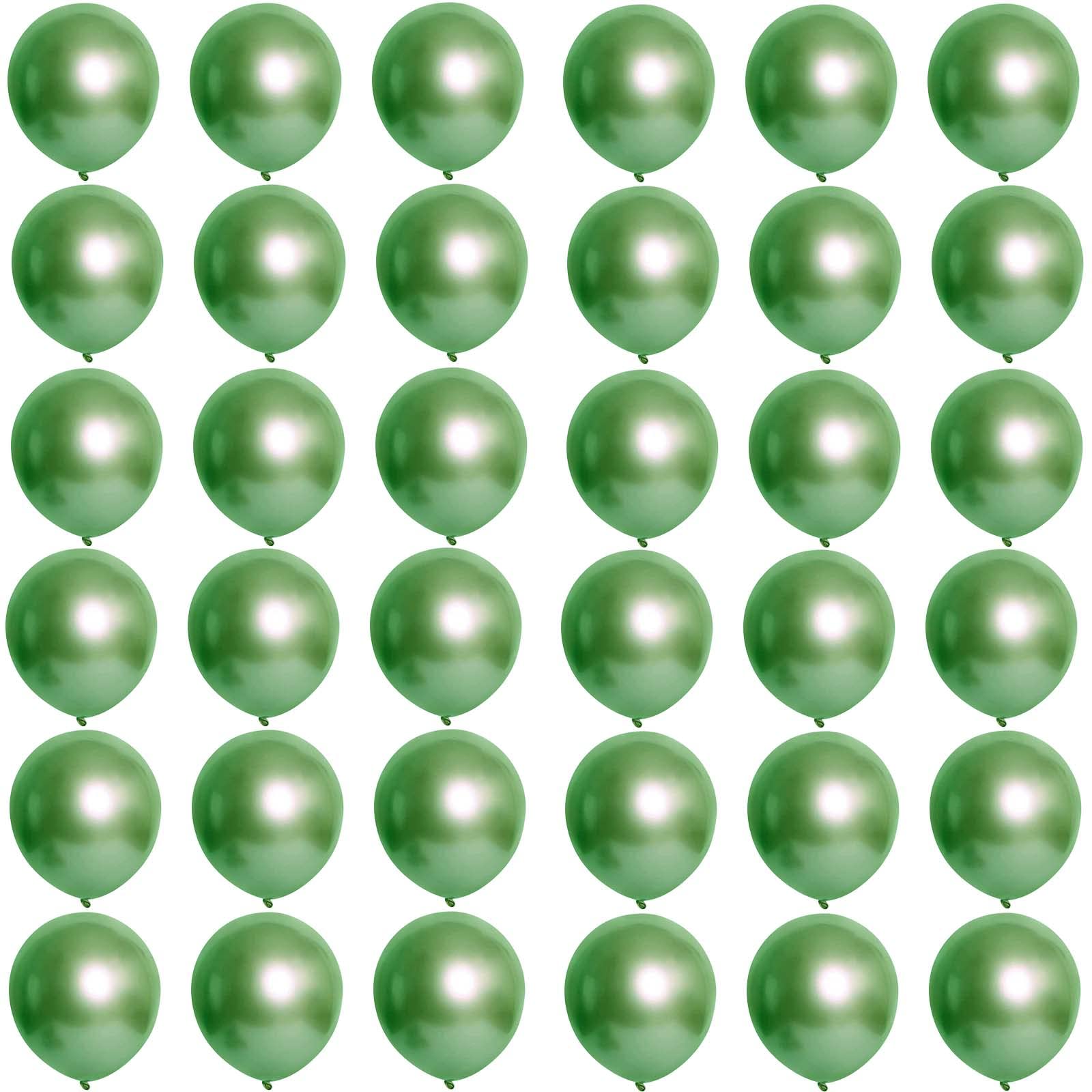 POPOYU Green Chrome Balloons,Metallic Green Balloons 12 inch,36 Pcs Thick Natural Latex Balloon Shiny Birthday Party Helium Decorations for Baby Showers,Engagement Wedding,Graduation