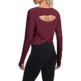 Bestisun Long Sleeve Workout Running Shirts Athletic Yoga Gym Crop Tops for Women