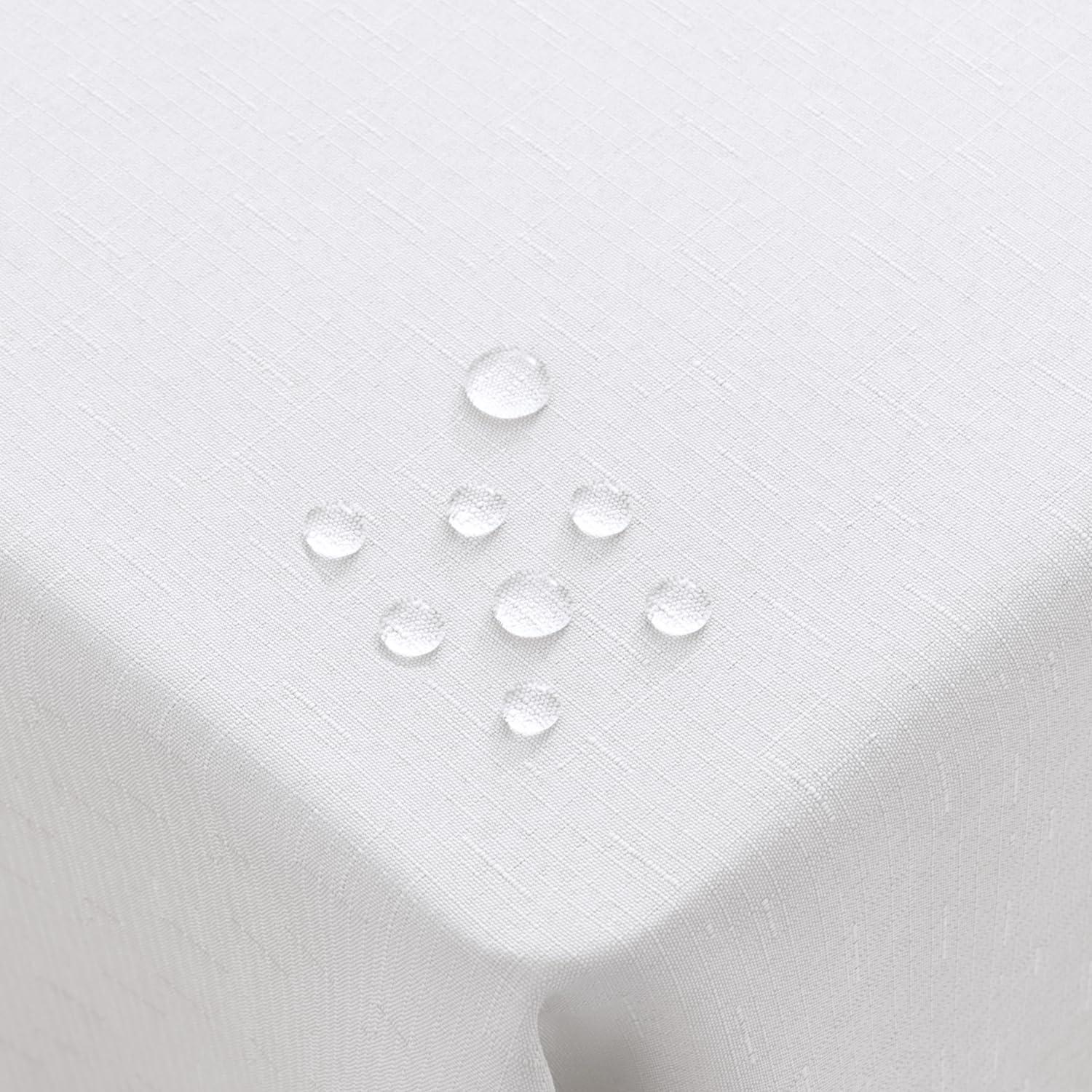 Homaxy Linen Table Cloth Wipe Clean 140x240 cm, Wipeable Water Resistant Rectangular Tablecloth, Fabric Washable Dining Table Cover for Kitchen Indoor Outdoor, White