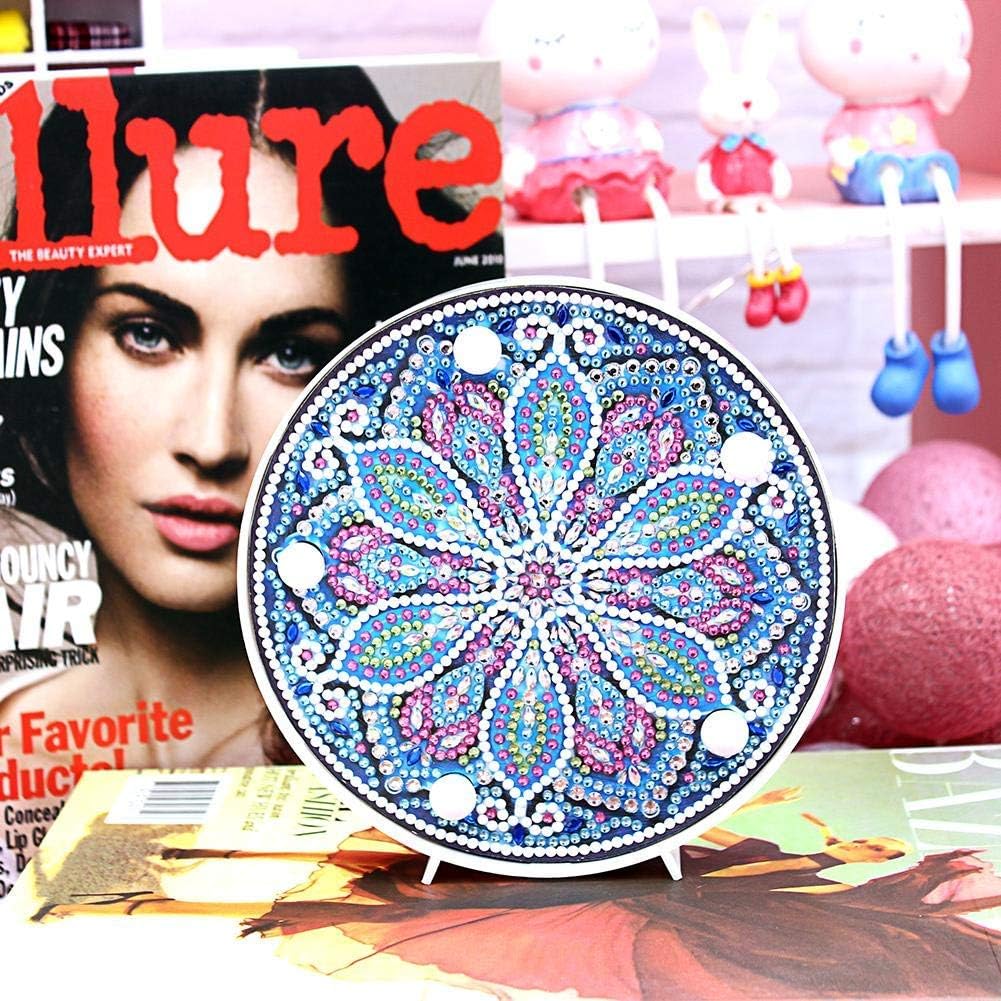 YOBEYI Diamond Painting Mandala with LED Lights Special Shaped Full Drill Crystal DIY Diamond Drawing Colorful Night Light Bedside Lamp for Home Decor or Gifts-6x6in (Mandala-B) - Image 4