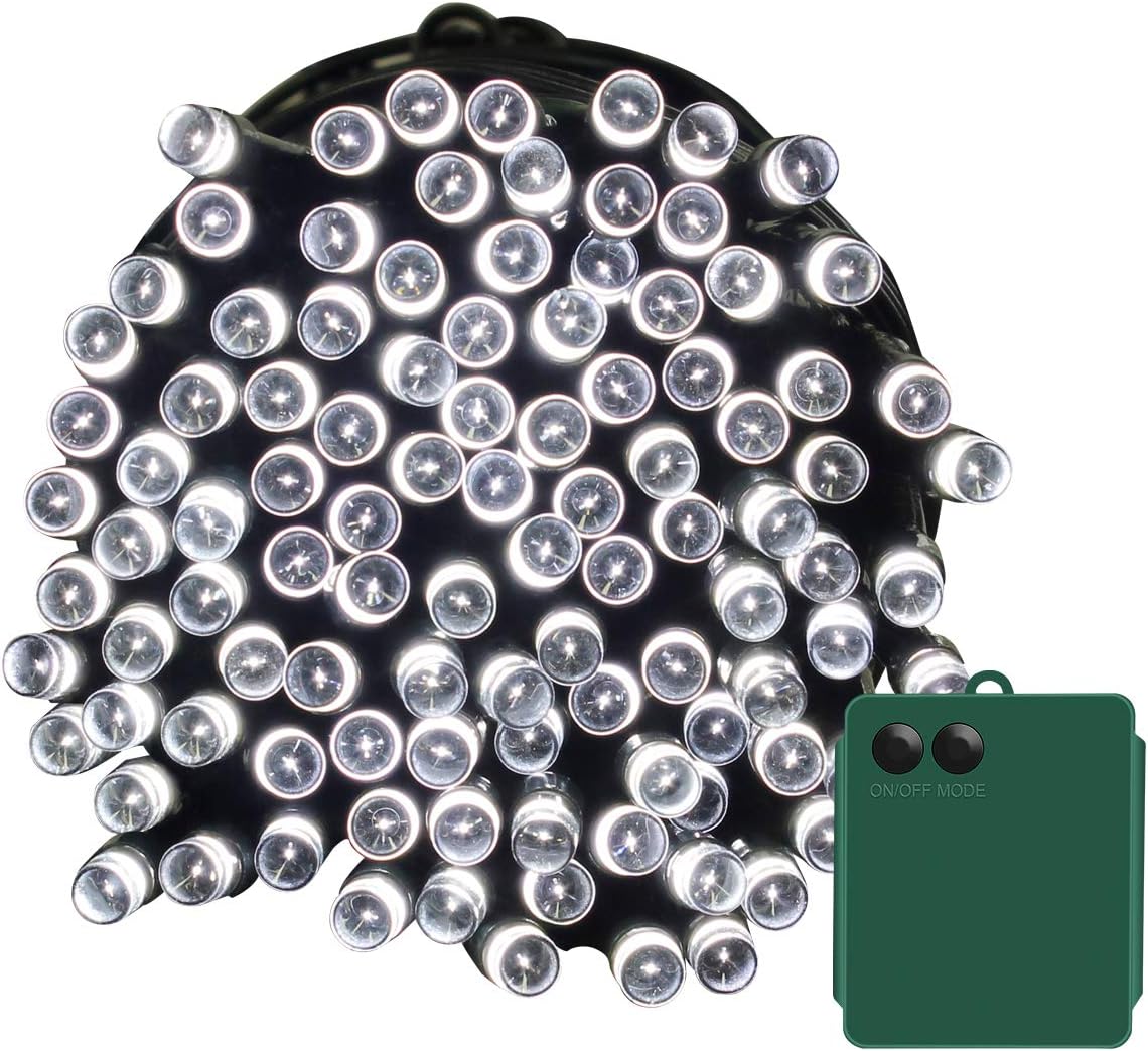Yasolote Battery Operated Fairy Lights, Outdoor Garden Lights, Waterproof 21.6m 200 LED 8 Modes String Lights, Decorative Christmas Lights for Indoor, Gazebo, Wedding, Xmas Tree Ornament (White)