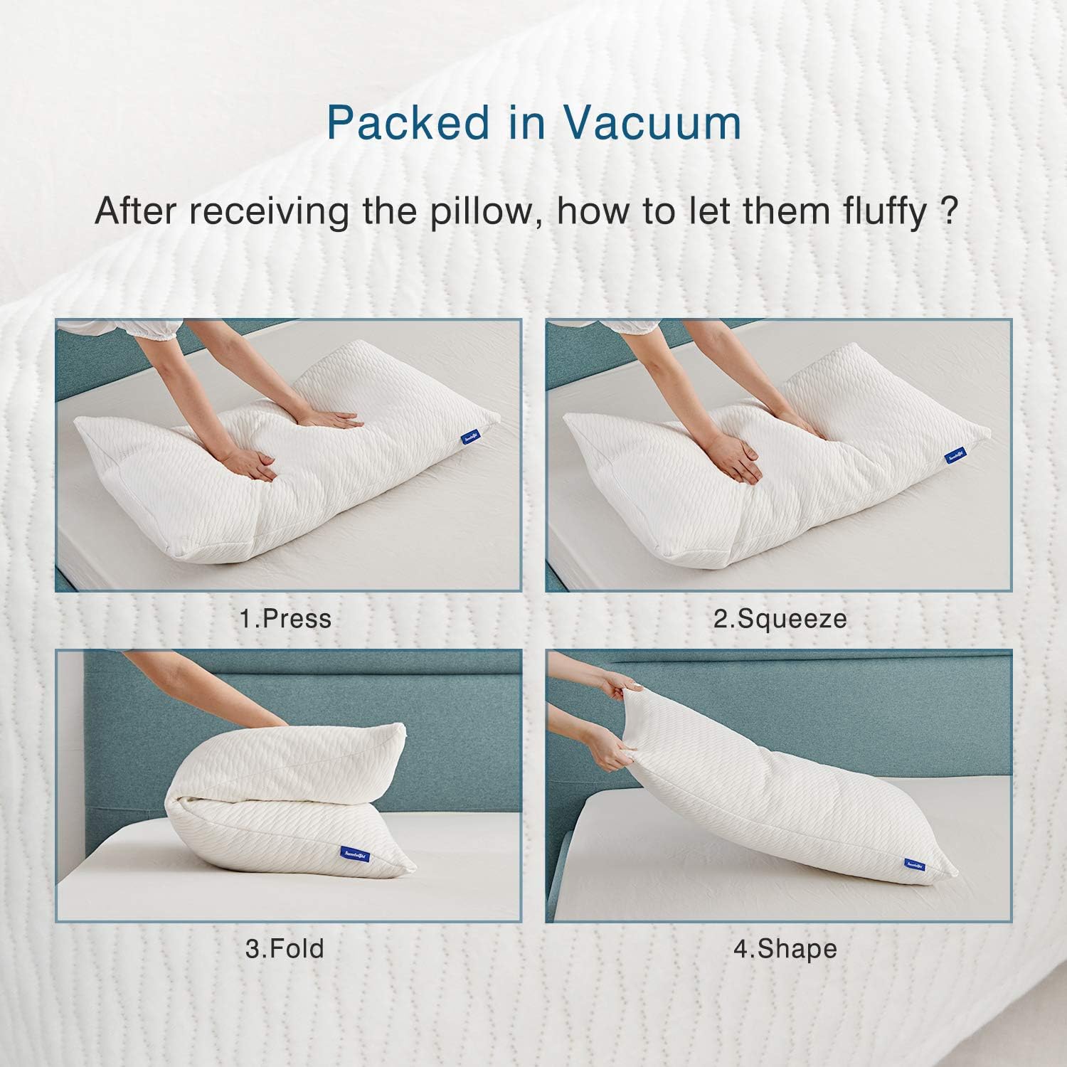 Sweetnight Bamboo Pillows for Sleeping-Bed Pillows with Bamboo charcoal Shredded Memory Foam,Customized Loft Memory Foam pillow for Neck & Shoulder Pain Relief,Queen Size: Home & Kitchen