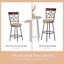 VECELO Barstools, Adjustable Counter Stools, Steel