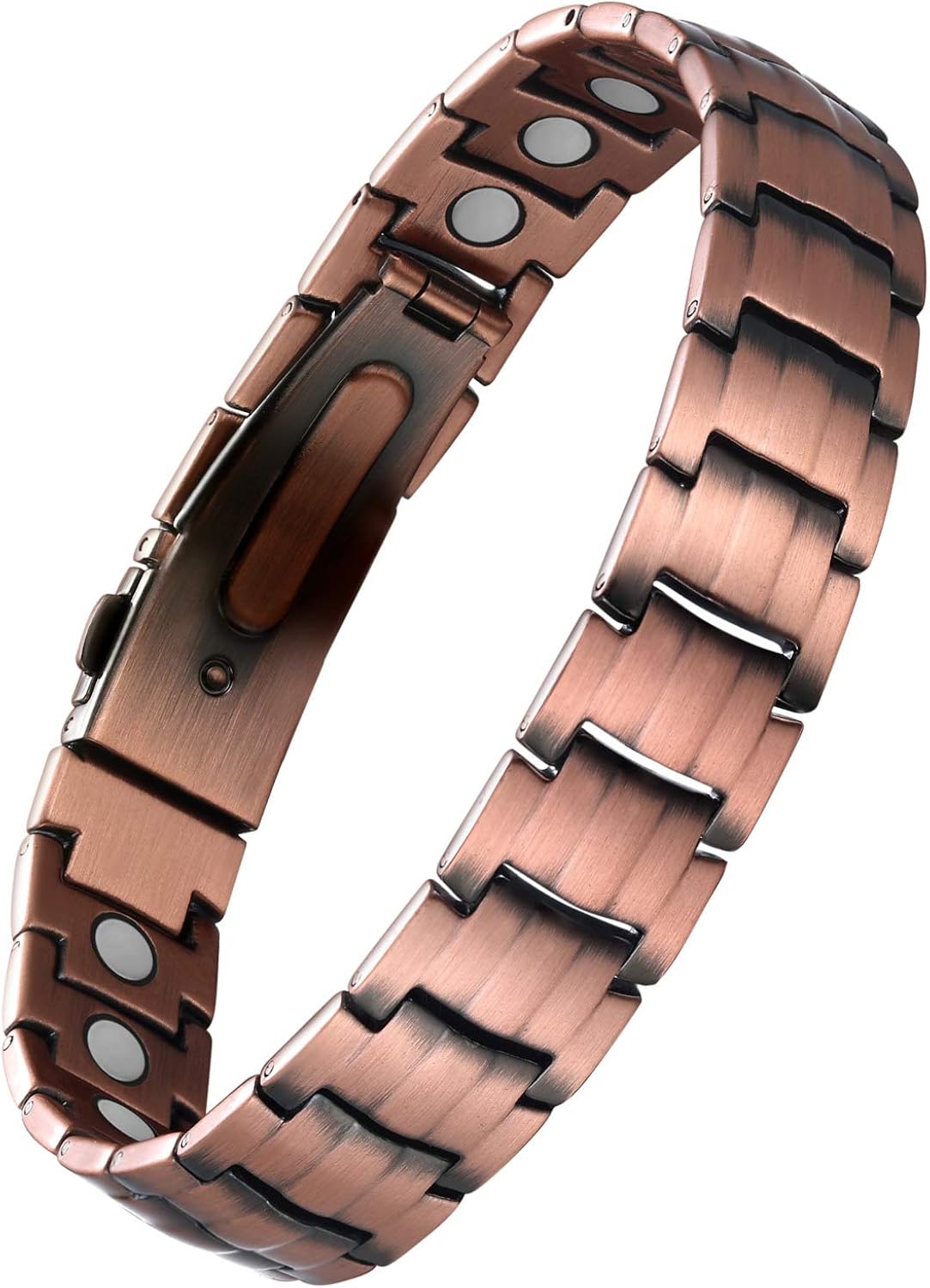 Wincone Mens 99.99% Pure Copper Bracelet Strength Magnetic Therapy Bracelets Pain Relief for Arthritis & Carpal Tunnel Syndrome, Elegant Copper Magnetic Jewelry with Watch Buckle: Clothing