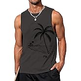 IZROLO Hawaiian Shirt for Men Beach Tank Tops Beach Palm Trees T Shirt Summer Short Sleeveless Tank Tops