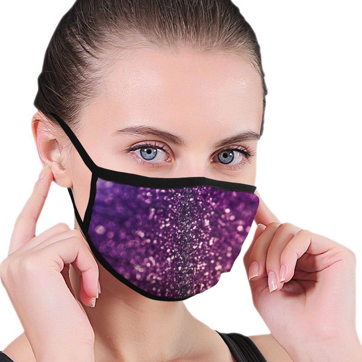 QNOQ Purple Glitter Pattern Design Half Face Mouth Mask Face Masks Anti-Dust Face and Nose Cover Cool Soft Windproof Ski Mouth Mask