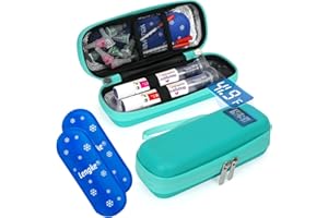LengKe EVA Insulated Cooler Travel Case for Mounjaro Injector Pens, 2 TSA Approved Ice Pack, Real-Time Temperature Display, M