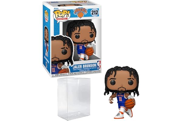 Jalen Brunson #212 Funko POP! Basketball New York Knicks Figurine Bundle with HOFSM Protector Case