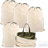 Klmnop 5 Pack Organic Cotton Breathable Dust Storage Bags for Handbags, Large Purse Storage Pouch with Blank Hang Tags, Expensive Handbags & Shoes Organizer For Closet, Travel(26 × 20 Inch, Beige)