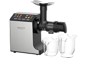 WHUTO Slow Juicer, Juicer Machines, Masticating Juicer, Stainless Juicer with 2 Speeds Modes, Touchscreen Cold Press Juicer, Juicer Machines Vegetable and Fruit, Easy to Clean with Brush, Black