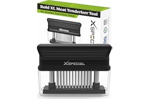 XSpecial Bold XL Meat Tenderizer Tool 60-Blades Stainless Steel, Kitchen Cooking Gadgets Tools with Ultra Sharp Needle That Makes Steak & Chicken Tender - No More Hammer, Meat Pounder Or Mallet