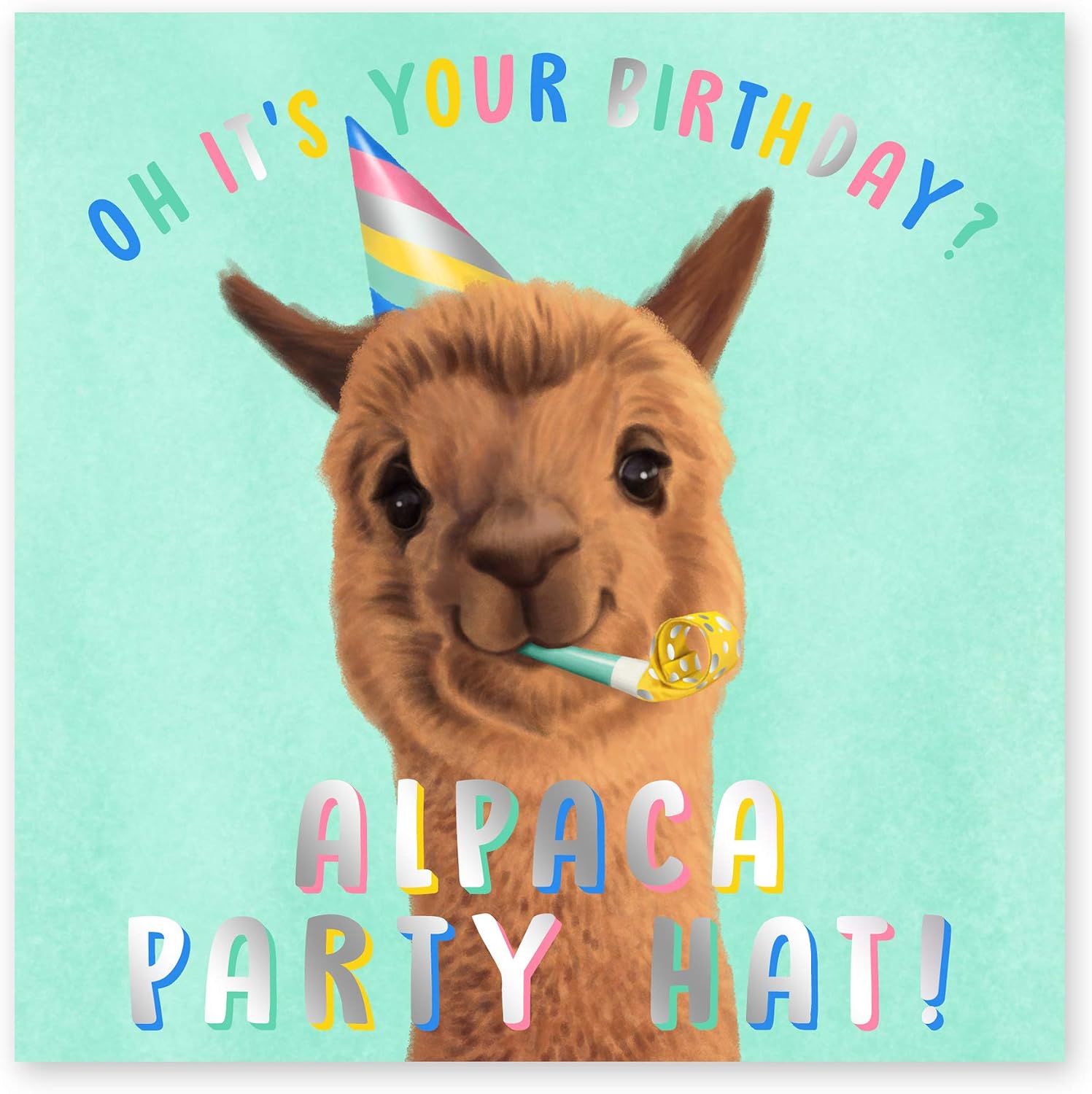 Central 23, Funny Birthday Card, 'Alpaca Birthday Hat', Witty Animal Pun Card, For Friends, Cute Design for Kids - Image 3