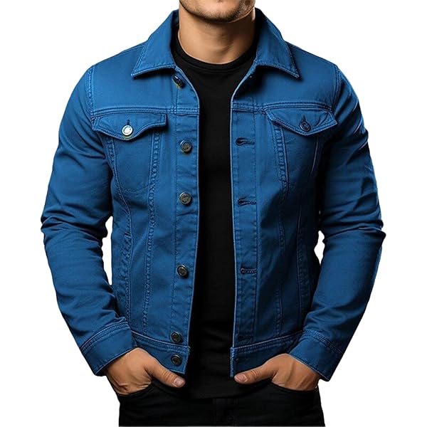ジャケット・アウター ORIGINAL BUTTON COLLARLESS KNIT JACKET Generic Mens Denim Jacket Lightweight Casual Coat Lapel