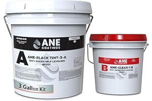 ANE COATINGS Self Leveling Epoxy Resin Kit – ANE Garage Floor Epoxy Kit Spreads Seamlessly. Durable, Industrial Grade Clear Epoxy Resin for Concrete Floors and Countertops - Black