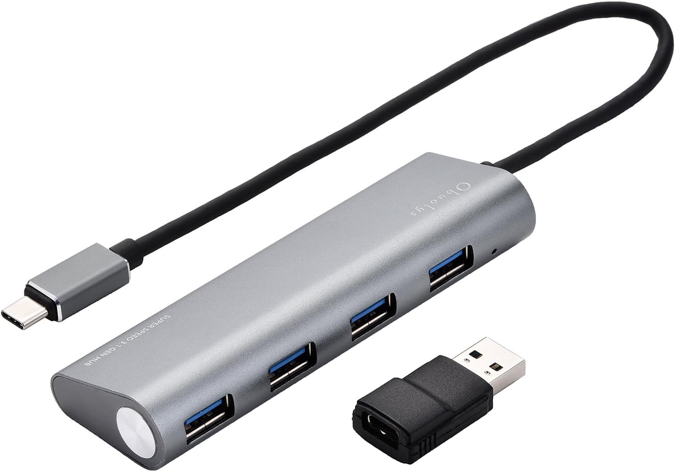 obuolys 4 Port USB 3.1 Type C hub, with a Free USB-C to USB-A Adapter, for MacBook, MacBook Pro and PC Equipped with USB Type C Port