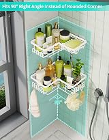 HapiRm Corner Shower Caddy 2 Pack No Drilling White Wall Mounted view 3
