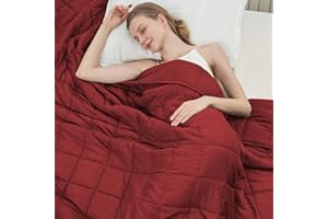 BETU Weighted Blanket Twin (20lbs, 48"x72") - Red Cooling Heavy Blanket for Adult 130-220lbs with Premium Glass Beads - Soft 