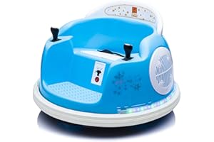 u URideon Ride On Bumper car for Kids, 6V Electric Vehicle Ride on Toys with Remote Control, Music,Colorful Flashing Lights,Battery Powered (Blue)