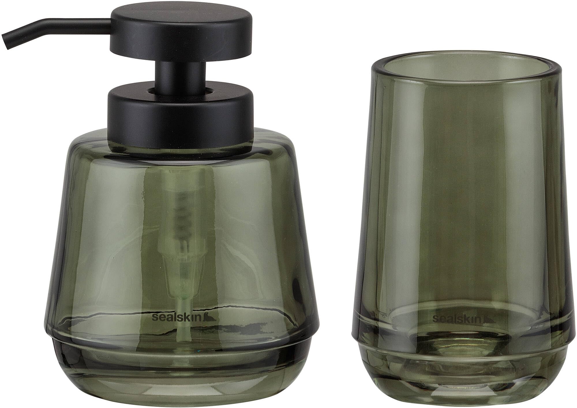 Sealskin Mood Bathroom set - Soap dispenser 380 ml - Toothbrush tumbler - Green