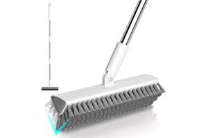 FUNEST Grout Brush, Heavy-Duty Tile and Shower Floor Scrub Brush with Long Handle Stiff, Professional Grout Cleaner for Bathroom, Kitchen, Floor, Tile Brush Concrete Surfaces