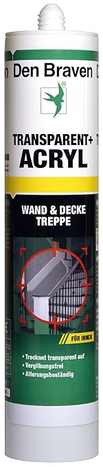 Den Braven Acryl - 20 bis +75 Grad, gute Haftkraft, vergilbungsfrei, alterungsbeständig, hochwertiger Dichtstoff, transparent