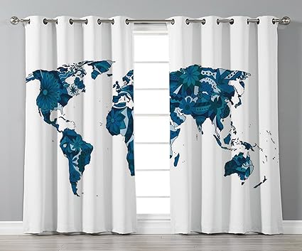 Thermal Insulated Blackout Grommet Window Curtains Floral World