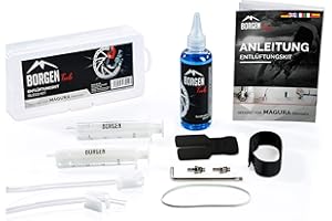 Borgen Bike Brake Bleed Kit for Magura Hydraulic Disc Brakes I Bicycle Bleed Kit with 100ml (3.4oz) Hydraulic System Mineral Oil - Made in Germany. Step by Step Instructions and Video Manual