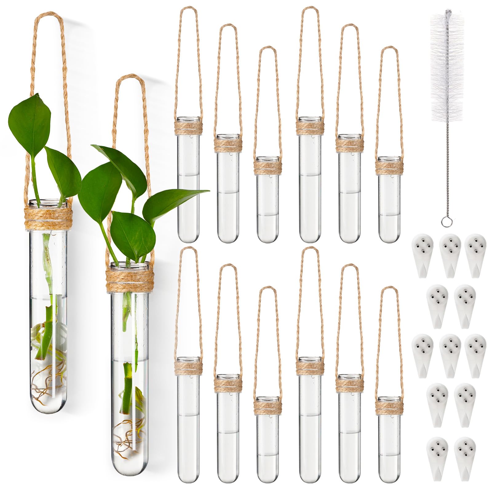 Photo 1 of Baderke 12 Pack Plastic Hanging Propagation Tubes Propagation Station Vases Wall Hanging Plant Vase for Planters Hydroponic Office Garden Flowers Decor Lover Gift, Multiple Size