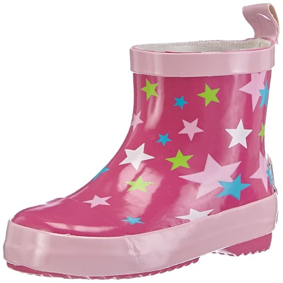 Playshoes Kinder Halbschaft-Gummistiefel aus Naturkautschuk, trendige Unisex Regenstiefel mit Reflektoren, mit Sternen-Muster