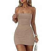 ANRABESS Women 2 Piece Skirt Sets Summer Strapless Crop Top Matching Bodycon Sexy Going Out Mini Club Dress Outfit Clothes