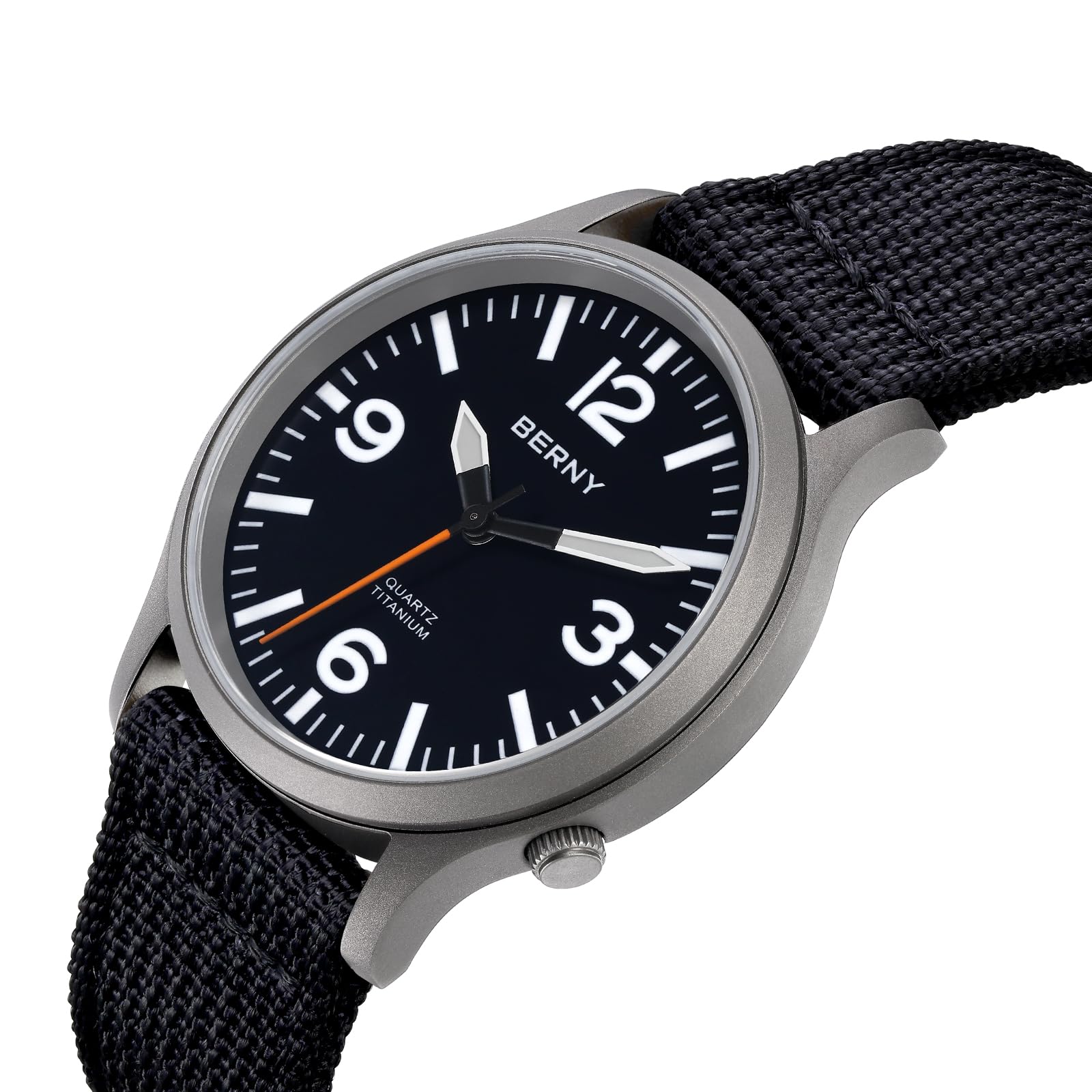 BERNY Titanium Watch Men Watches Men Watches for Men Japanese Sweep Second Quartz Movement VH31 5ATM Water Resistant Analog Quartz Watch Super Luminus Sapphire Glass, black, (1), Fashion