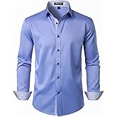 JEMITOP Men's Stretch Multi-Use Long Sleeve Dress Shirts Party Prom Wedding Shirts with Slight Sheen