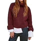 Saodimallsu Womens Turtleneck Fuzzy Sweaters Long Sleeve Chunky Knit Casual Loose Warm Fall Winter Pullover Sweater