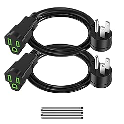 2 Pack Power Extension Cord 1FT/12Inch, Short 3
