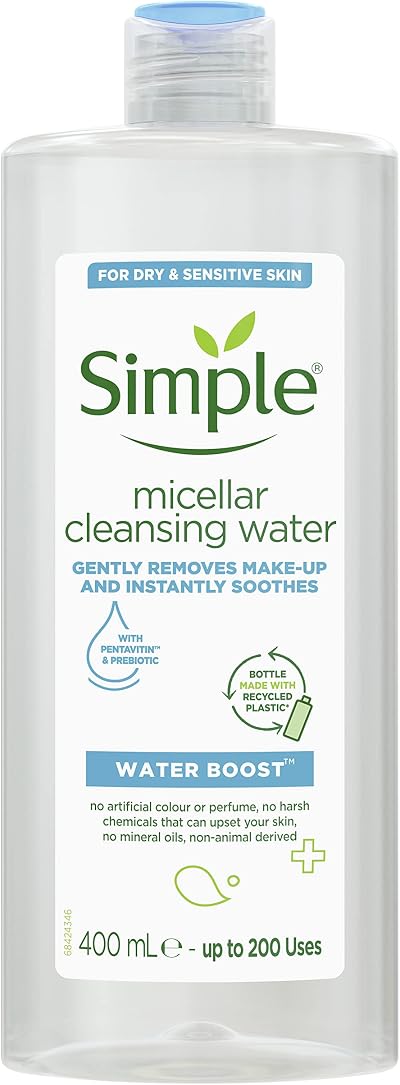 Simple Water Boost Micellar Cleansing Water 6 x 400 ml for Sensitive Skin