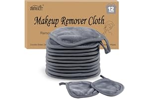 HOMEXCEL Makeup Remover Cloth 12 Pack,Reusable Makeup Remover Pads,Washable Ultra Soft Facial Cleansing Cloths For All Skin T