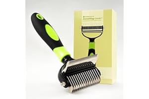 CATTASAURUS Cats & Dogs Grooming Brush for Shedding - 2 in 1 Deshedding Tool and Undercoat Rake for Long and Short Haired Dogs with Double Coat - Dematting Comb and Pet Hair Deshedder Supplies