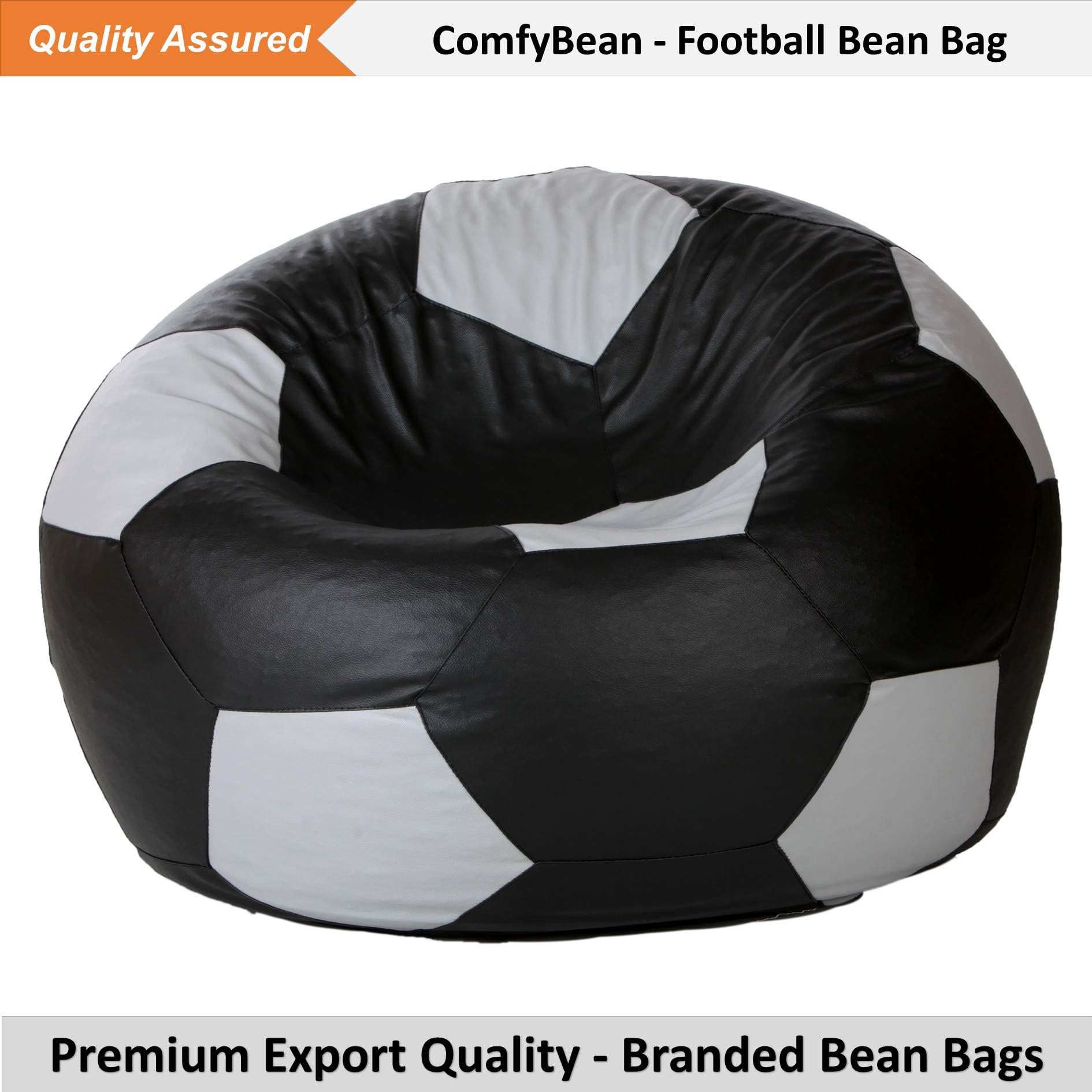 Bean Bag - ComfyBean Soccer Bean Bag - Football Bean Bag - Size XXL - Without Fillers - Cover Only (Color : Black & Grey)