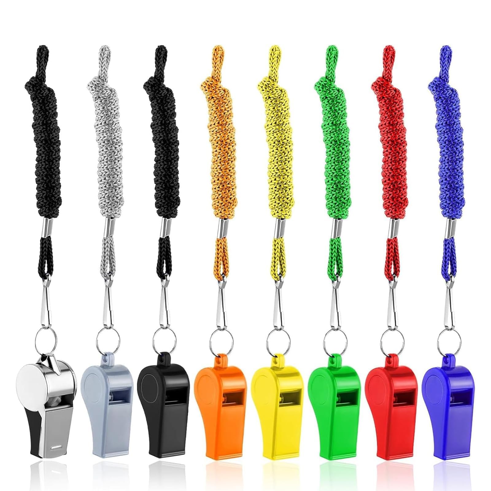 JYTDBCS 8 Pack whistles, Plastic ABS Loud Clear Crisp Sound Sports Whistle with Lanyard for Games Referee Lifeguard Teachers Coaches Officials Sports Recess Emergency (Multicolor) Whistles For Teacher