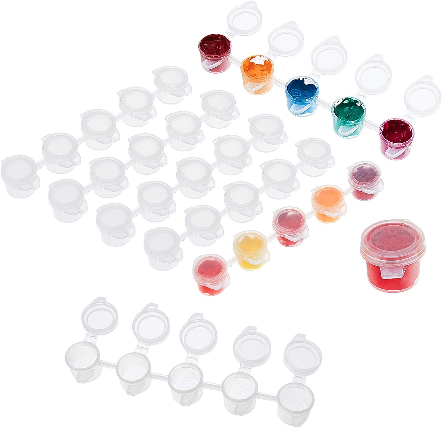 PandaHall 40 Strips 240 Pots Paint Pots Strips 3ml/ 0.1oz Mini Paint